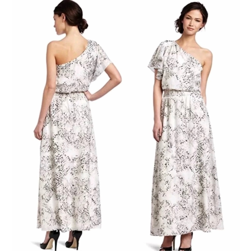 Jessica Simpson One Shoulder Maxi Dress White/Gray/Black Size 8